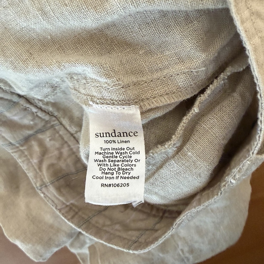 Sundance Womens 100% Linen Pants Size 4 Beige Cropped Wide Leg Pleated Front - Picture 6 of 11